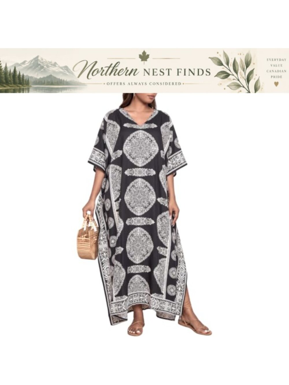Women's Plus Size Maxi Kaftan Swimsuit Cover Up Beach Resort Dress